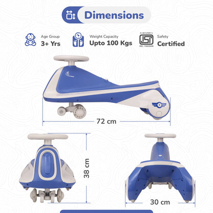 R For Rabbit Iya Iya Sportz swing car for kids, Blue Grey