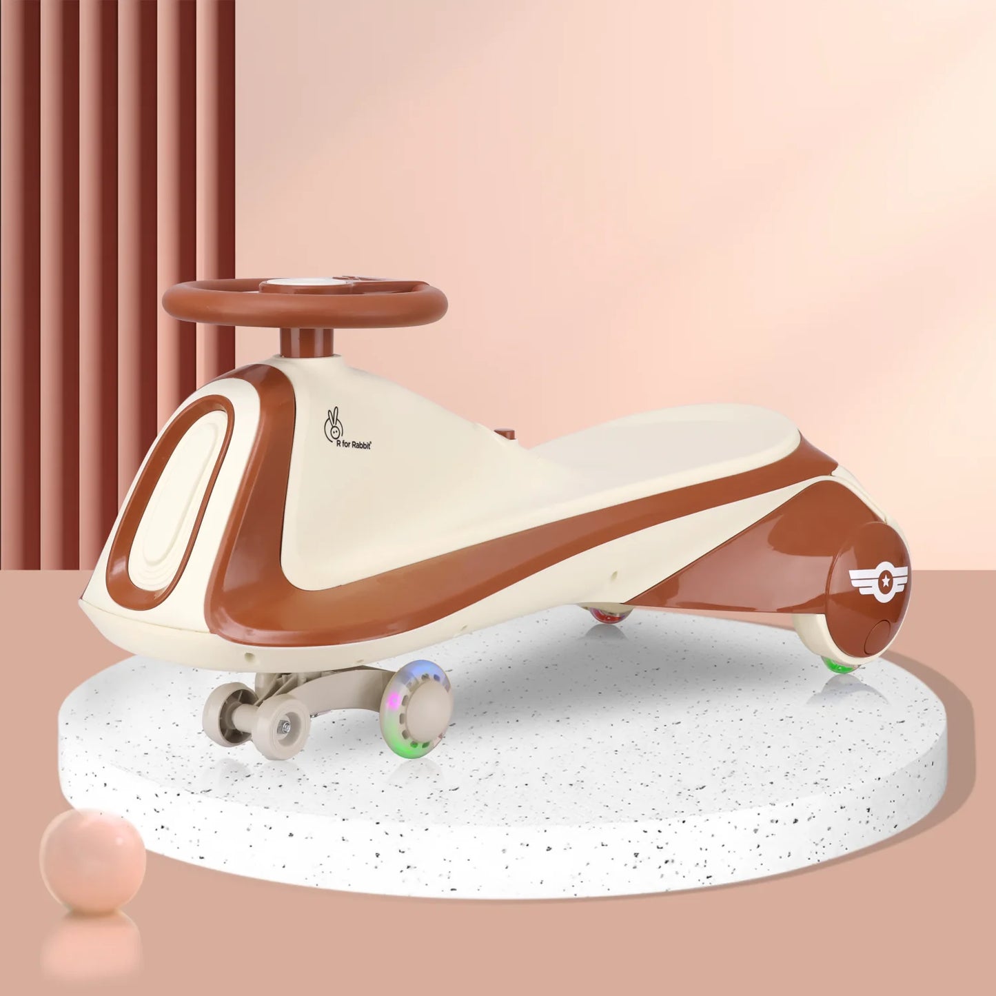 R For Rabbit Iya Iya Sportz swing car for kids, Cream Brown