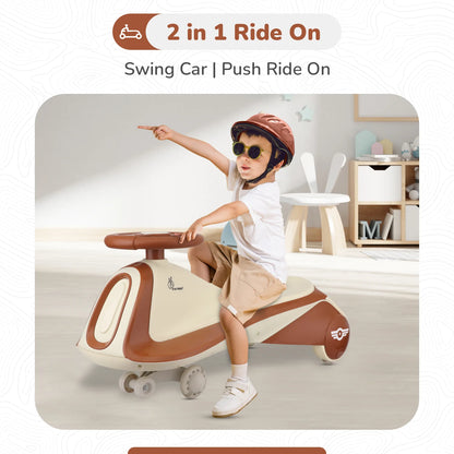 R For Rabbit Iya Iya Sportz swing car for kids, Cream Brown