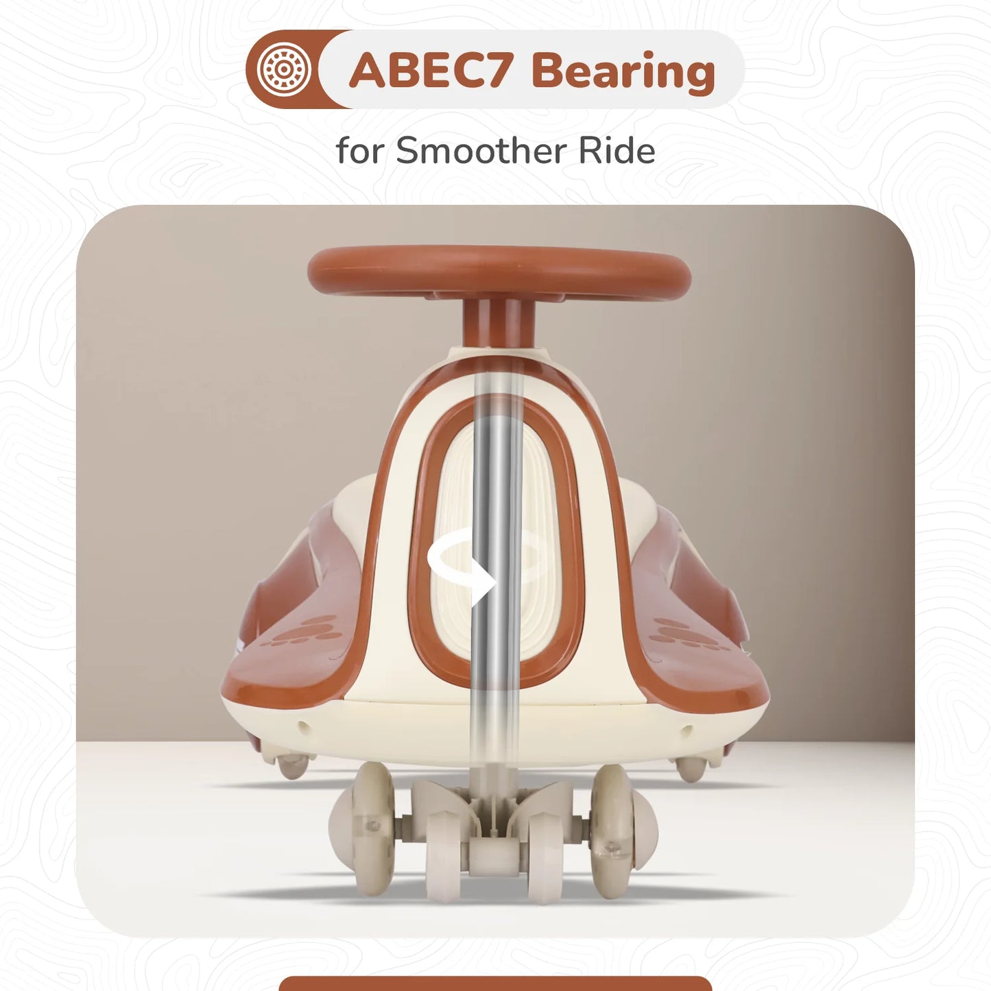 R For Rabbit Iya Iya Sportz swing car for kids, Cream Brown