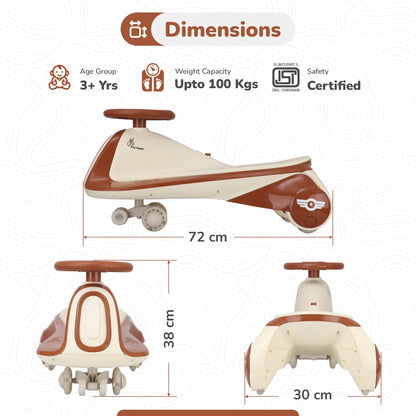R For Rabbit Iya Iya Sportz swing car for kids, Cream Brown