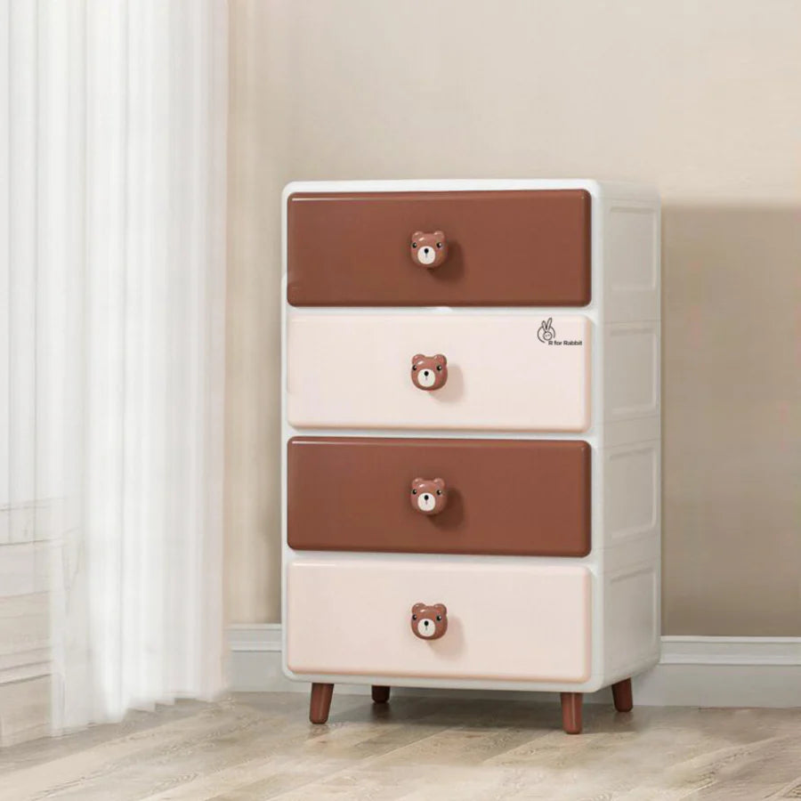 R for Rabbit  Kiddo Korner Teddy Storage Organizer For Kids With 4 Layers of Spacious Storage,Brown white