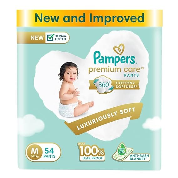 Pampers Premium Care Pants Diapers, Medium, 54 Count