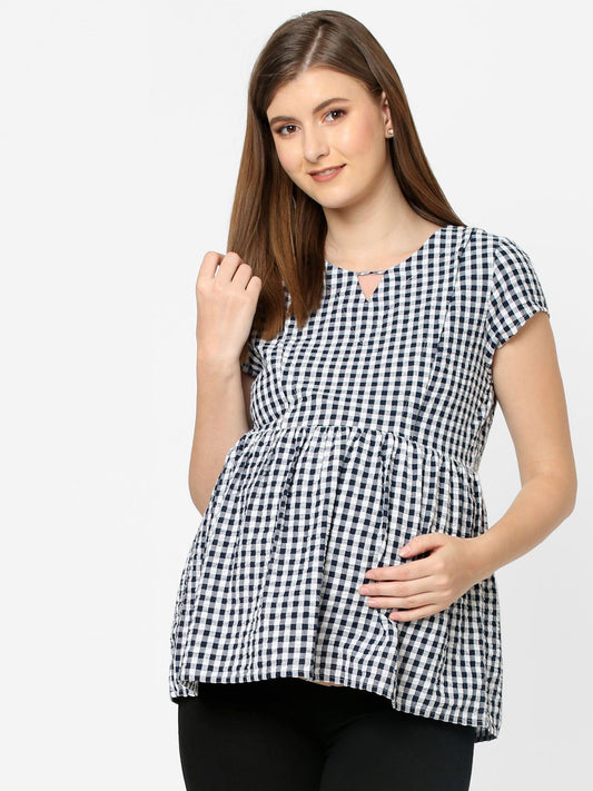 Mystere Paris Cute checkered Maternity Top
