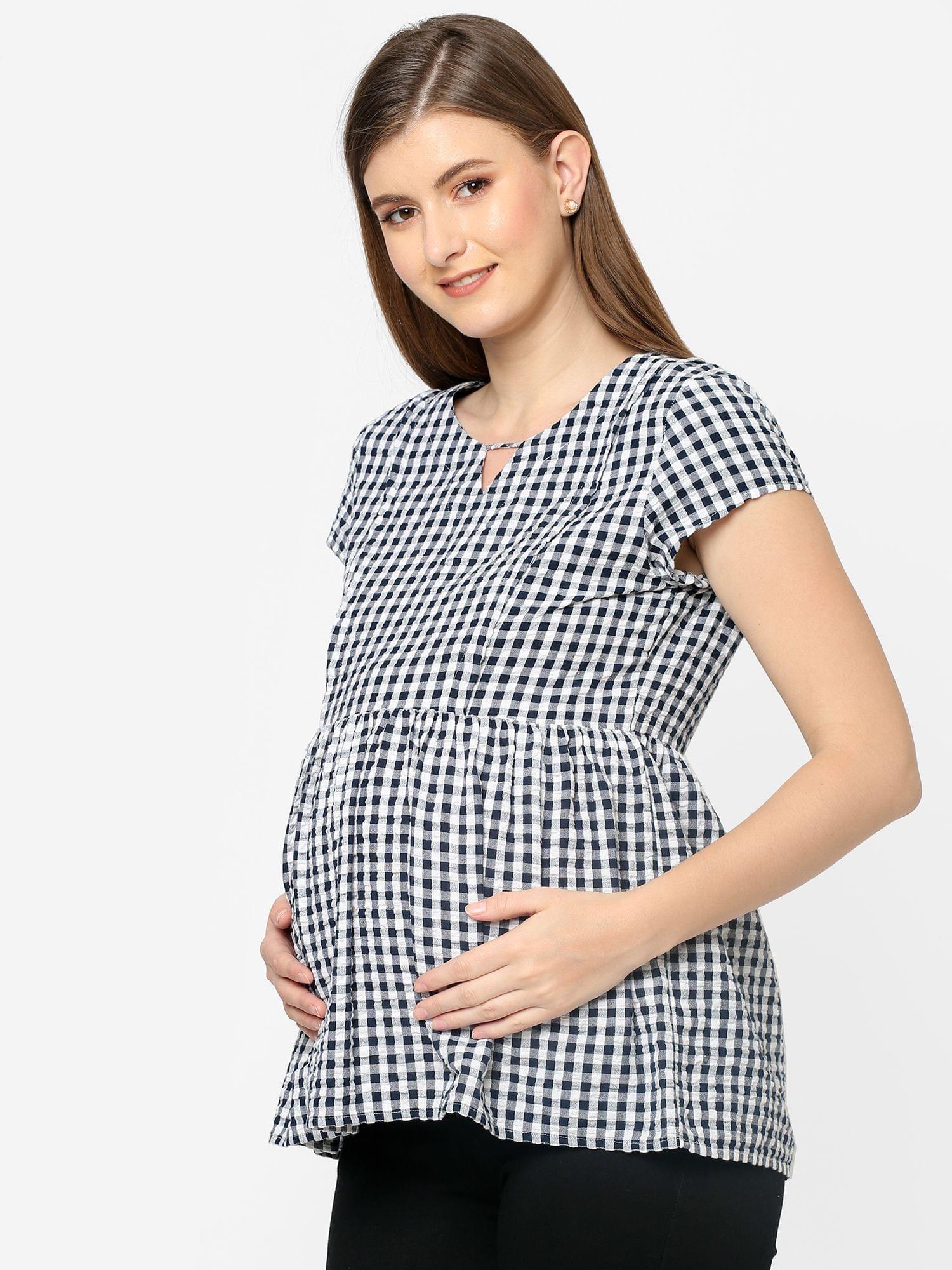 Mystere Paris Cute checkered Maternity Top