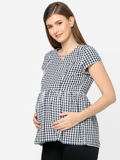 Mystere Paris Cute checkered Maternity Top