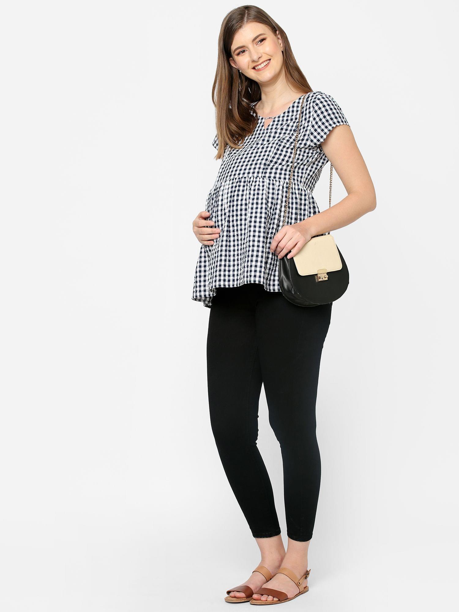 Mystere Paris Cute checkered Maternity Top