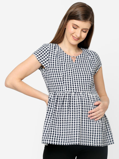 Mystere Paris Cute checkered Maternity Top