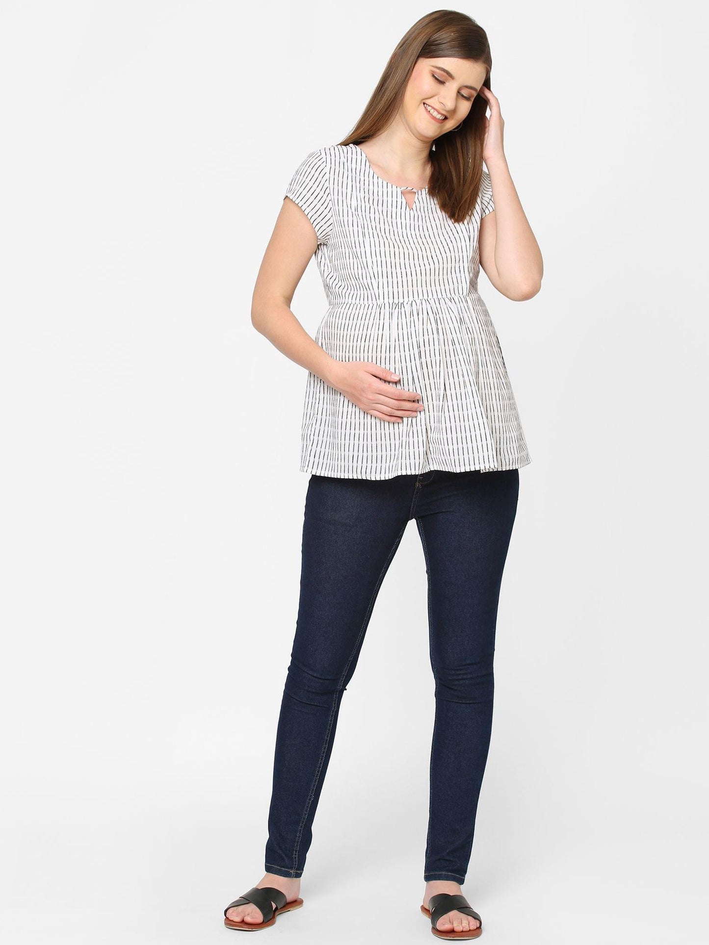 Mystere Paris Cute white Maternity Top