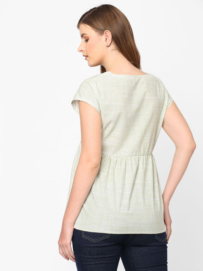 Mystere Paris Mint Green Maternity Top