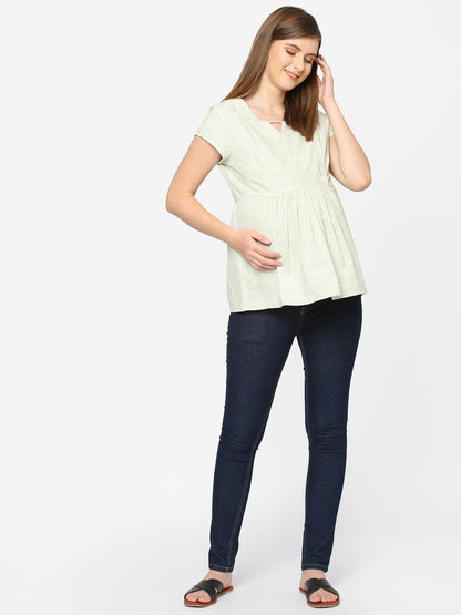 Mystere Paris Mint Green Maternity Top