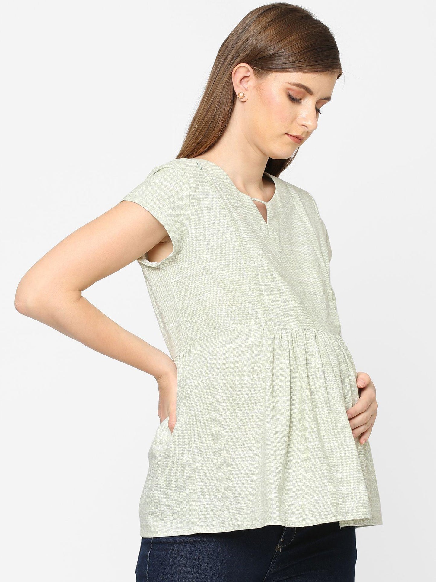 Mystere Paris Mint Green Maternity Top