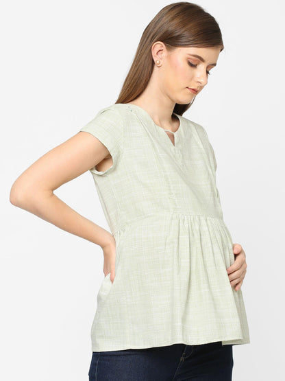 Mystere Paris Mint Green Maternity Top