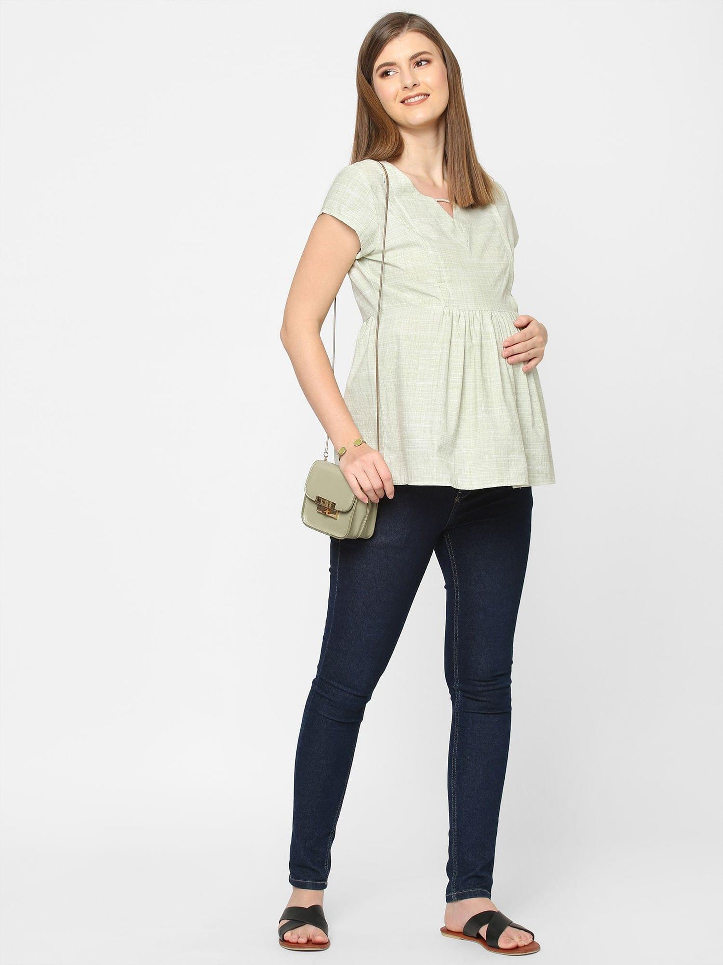 Mystere Paris Mint Green Maternity Top