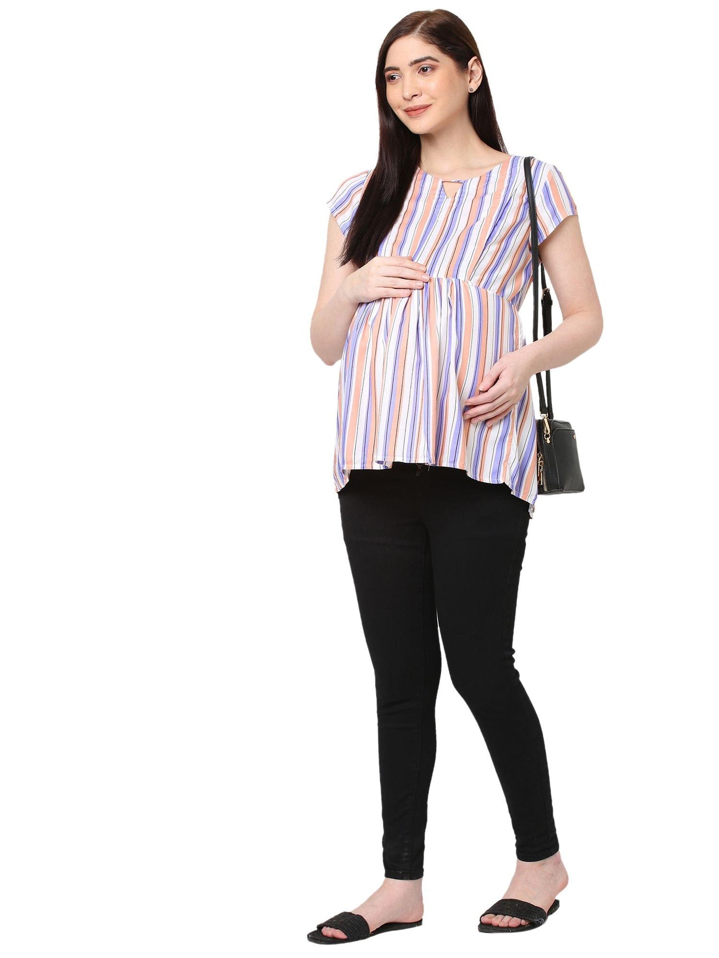 Mystere Paris Classic Striped Maternity Top