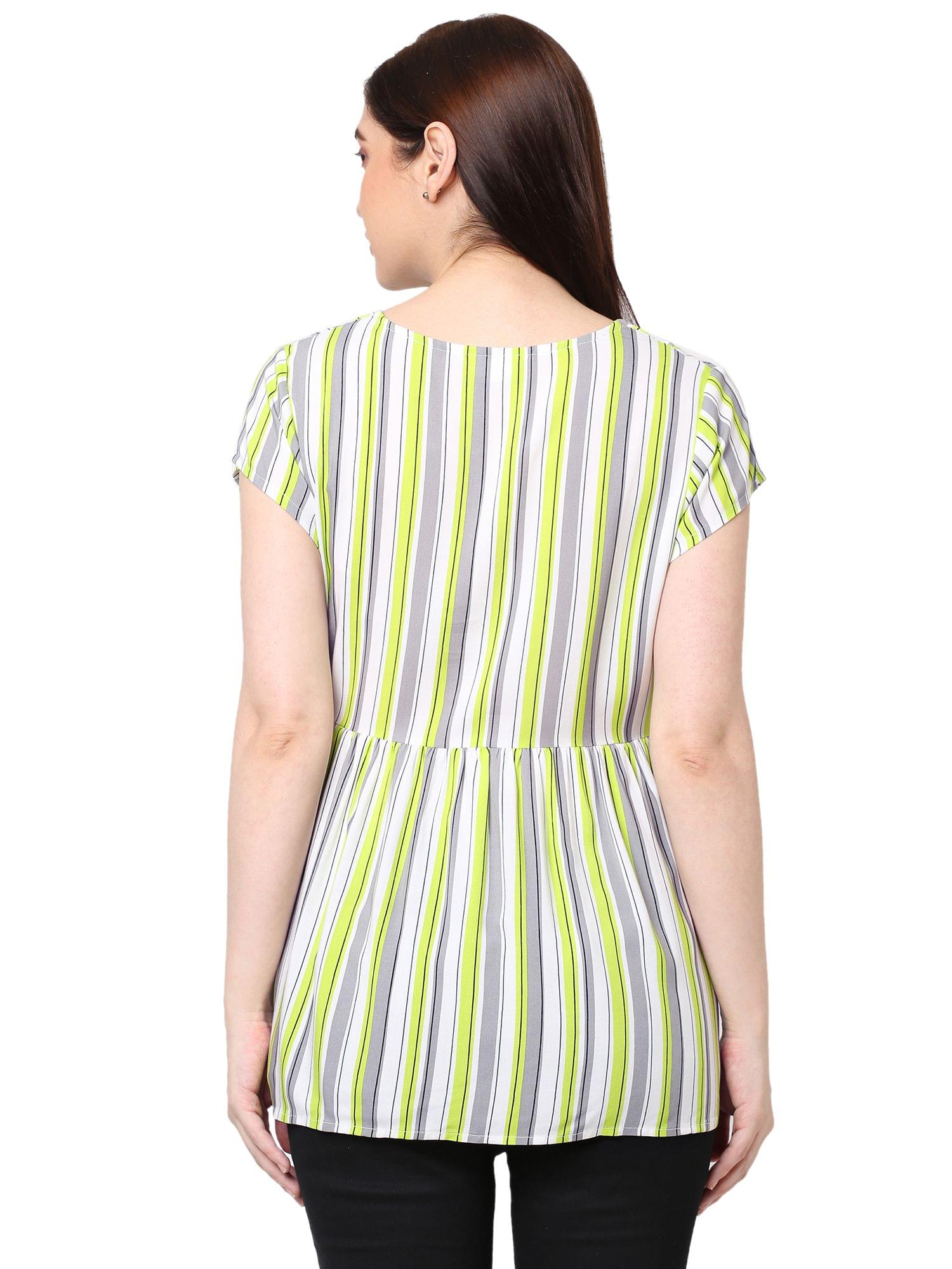 Mystere Paris Stylish Striped Rayon Maternity Top