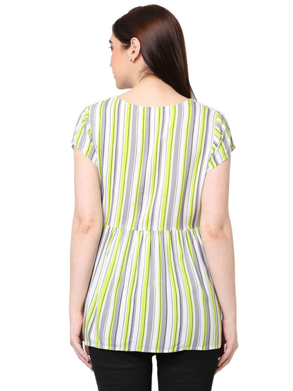 Mystere Paris Stylish Striped Rayon Maternity Top