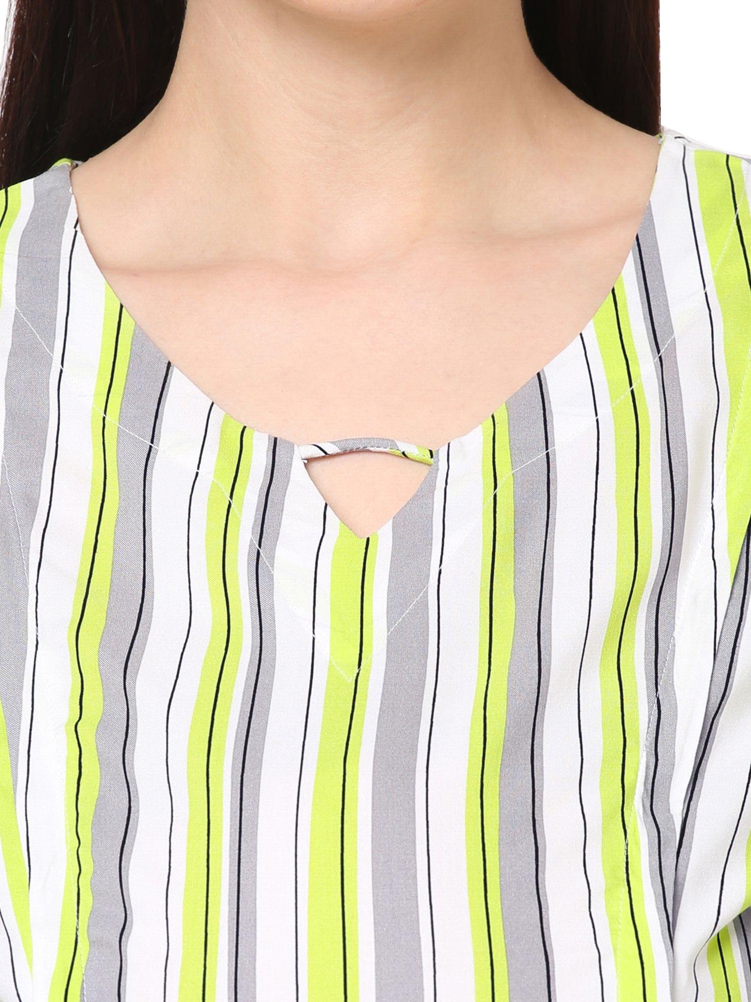 Mystere Paris Stylish Striped Rayon Maternity Top