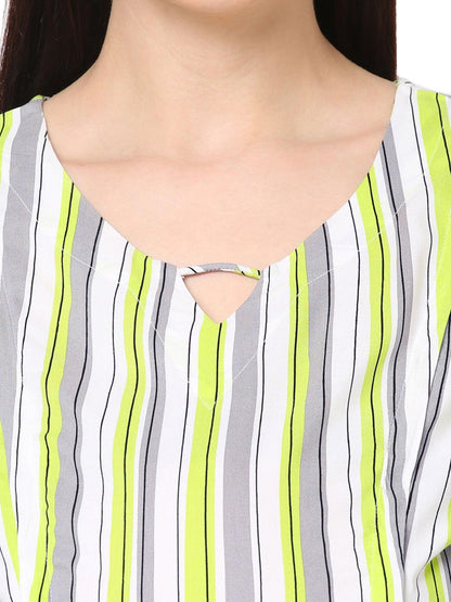 Mystere Paris Stylish Striped Rayon Maternity Top