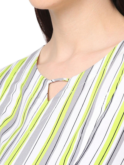 Mystere Paris Stylish Striped Rayon Maternity Top