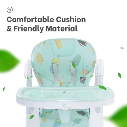 R for Rabbit Marshmallow High Chair - 7 Level Height Adjustment, 3 Recline Modes, Adjustable & Removable Double Meal Tray Candy Blue