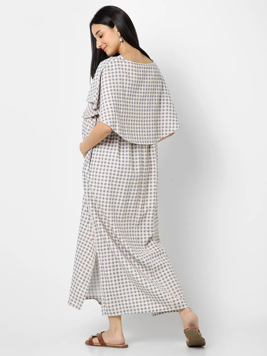 Mystere Paris Checkered Maternity Dress