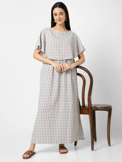 Mystere Paris Checkered Maternity Dress