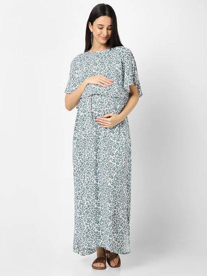Mystere Paris Floral Printed Maternity Dress