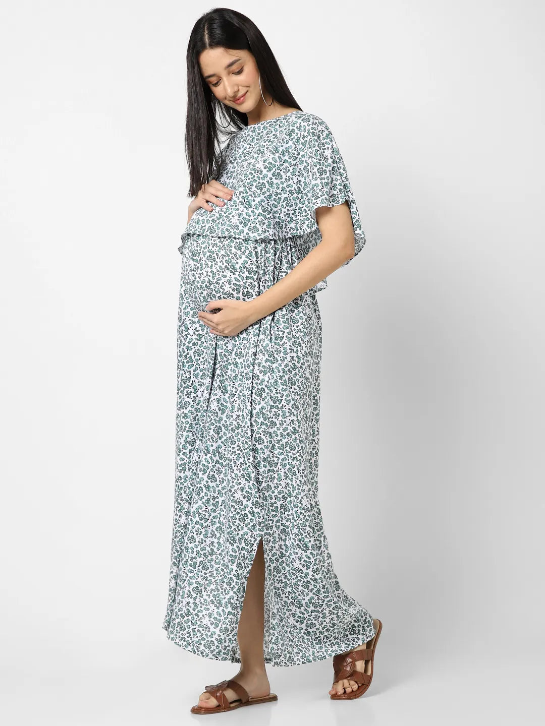 Mystere Paris Floral Printed Maternity Dress