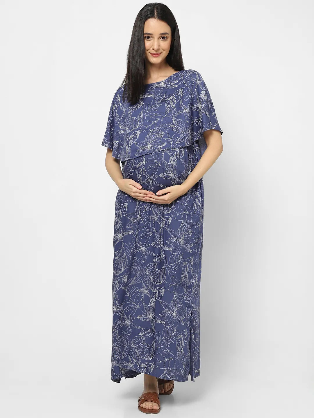 Mystere Paris Space Blue Floral Maternity Dress