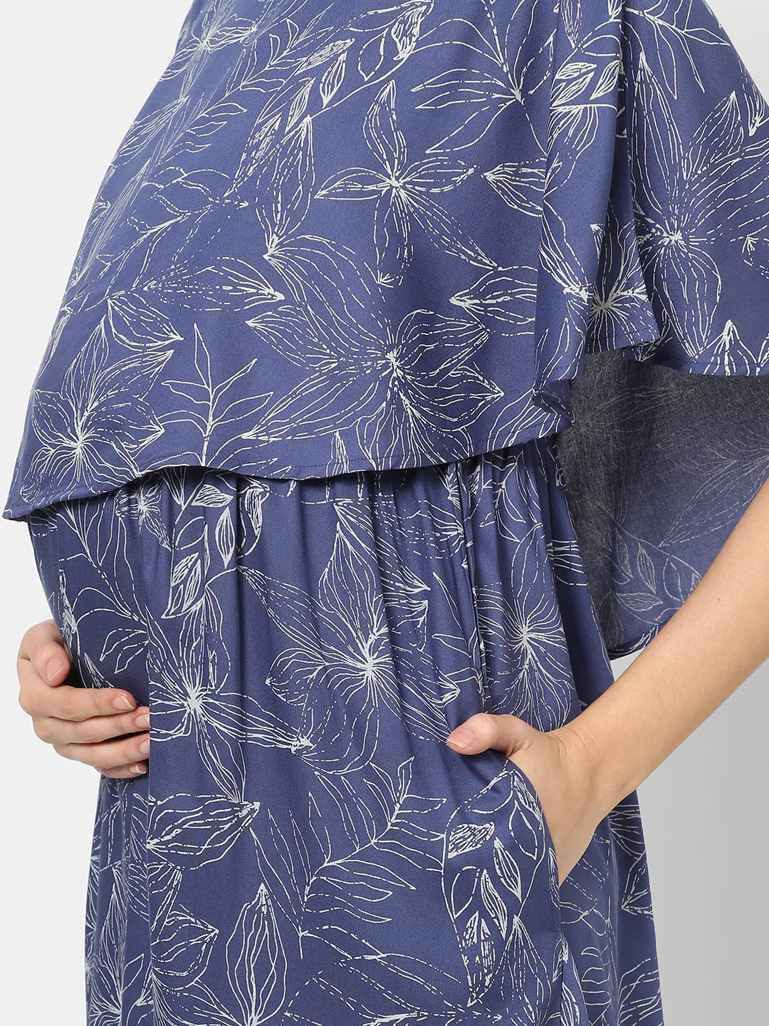 Mystere Paris Space Blue Floral Maternity Dress