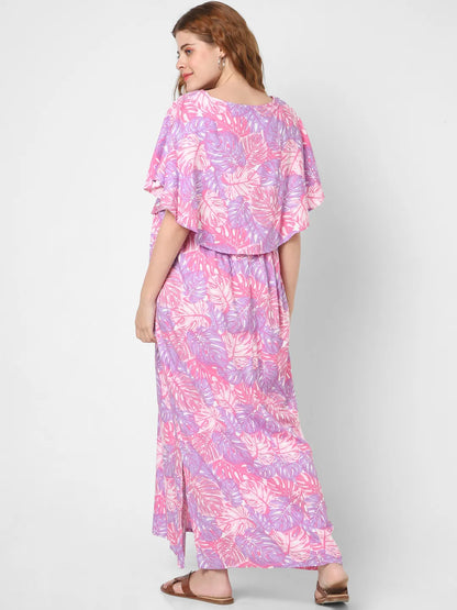 Mystere Paris Pink Leafy Maternity Dress