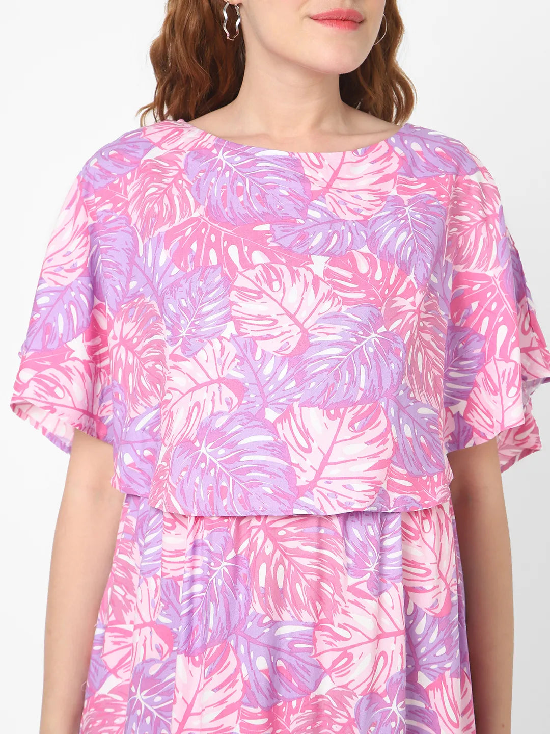 Mystere Paris Pink Leafy Maternity Dress