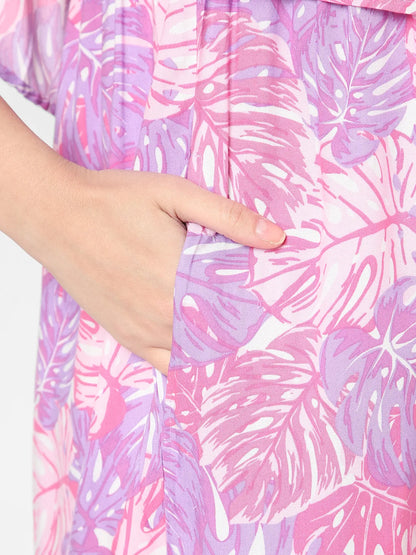 Mystere Paris Pink Leafy Maternity Dress