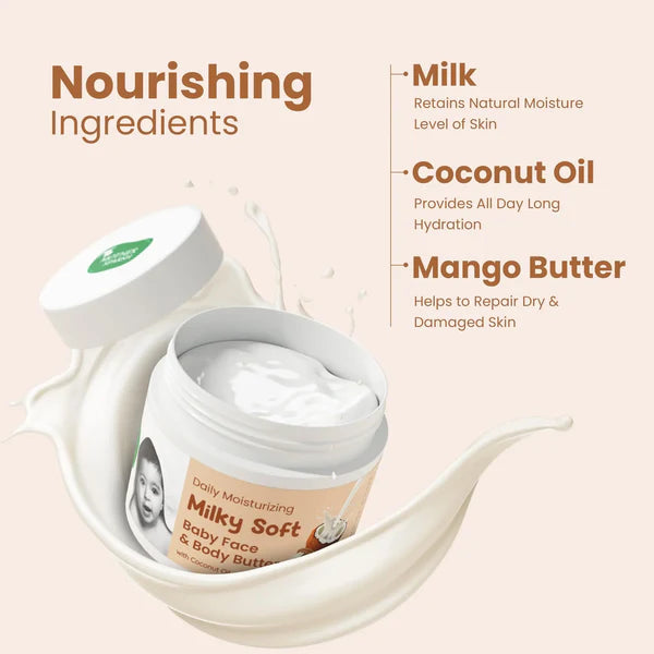 Mother Sparsh Daily Moisturizing Milky Soft Baby Face & Body Butter Buttery Soft Nourishment for Baby