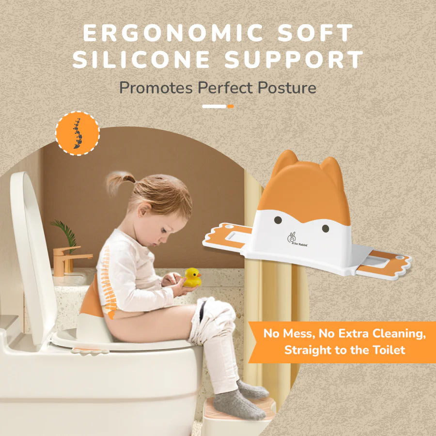 R for Rabbit Minimo Fuzzy Potty Training Backrest for Baby Ergonomic Design & Anti Skid Rubber Base for Infant/Kids 1 to 7 Years Weight Up to 25Kg (Orange)