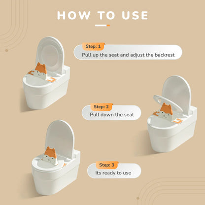 R for Rabbit Minimo Fuzzy Potty Training Backrest for Baby Ergonomic Design & Anti Skid Rubber Base for Infant/Kids 1 to 7 Years Weight Up to 25Kg (Orange)