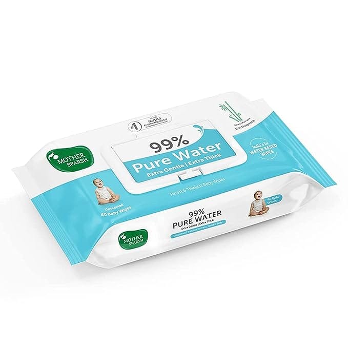 Mother Sparsh 99% Pure Water Unscented Baby Wipes-2X40Pcs
