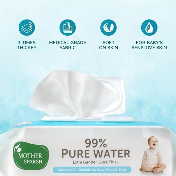 Mother Sparsh 99% Pure Water Unscented Baby Wipes-1X40Pcs