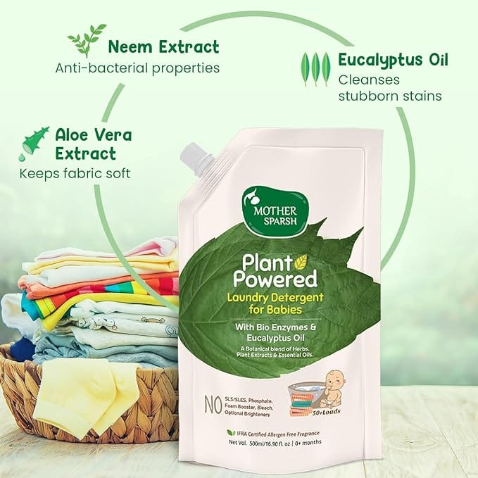 Mother Sparsh Plant Powered Laundry Detergent Refill Pack (2 x 500ML)