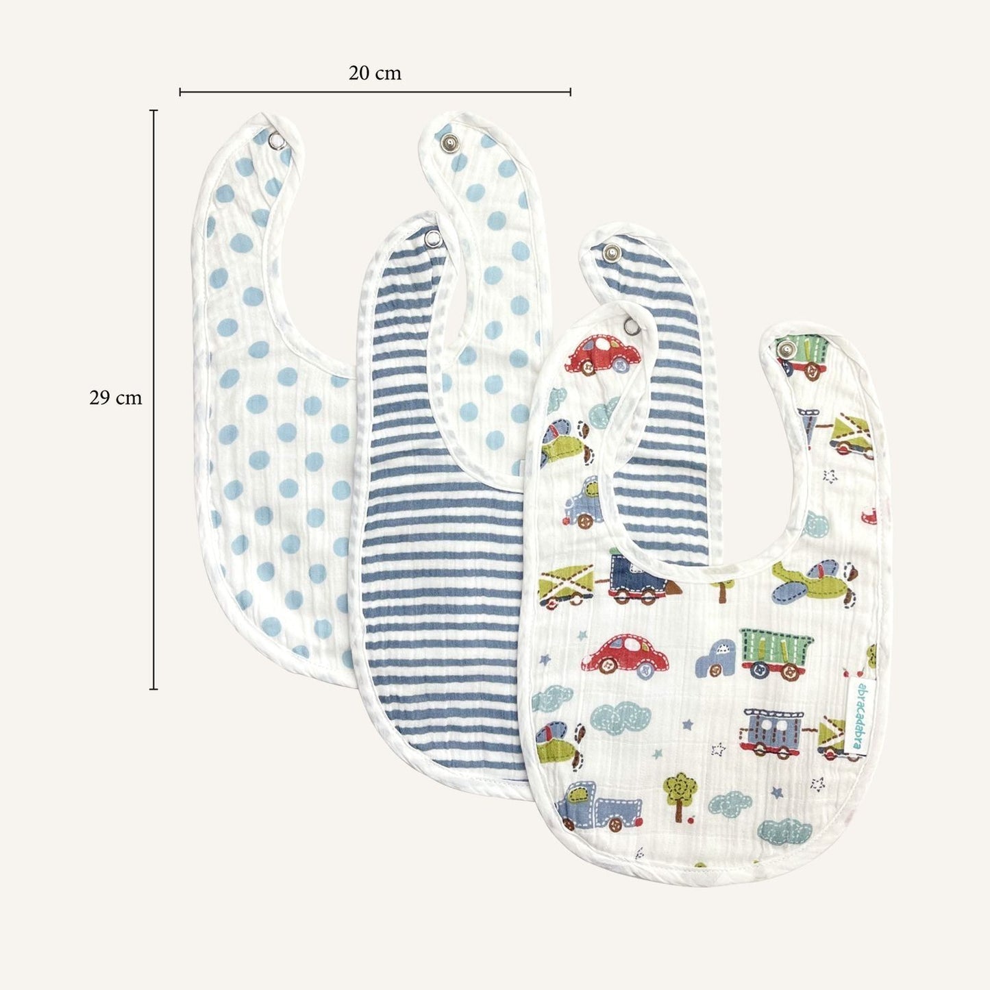 Abracadabra Muslin Bibs - Transport Pack of 3
