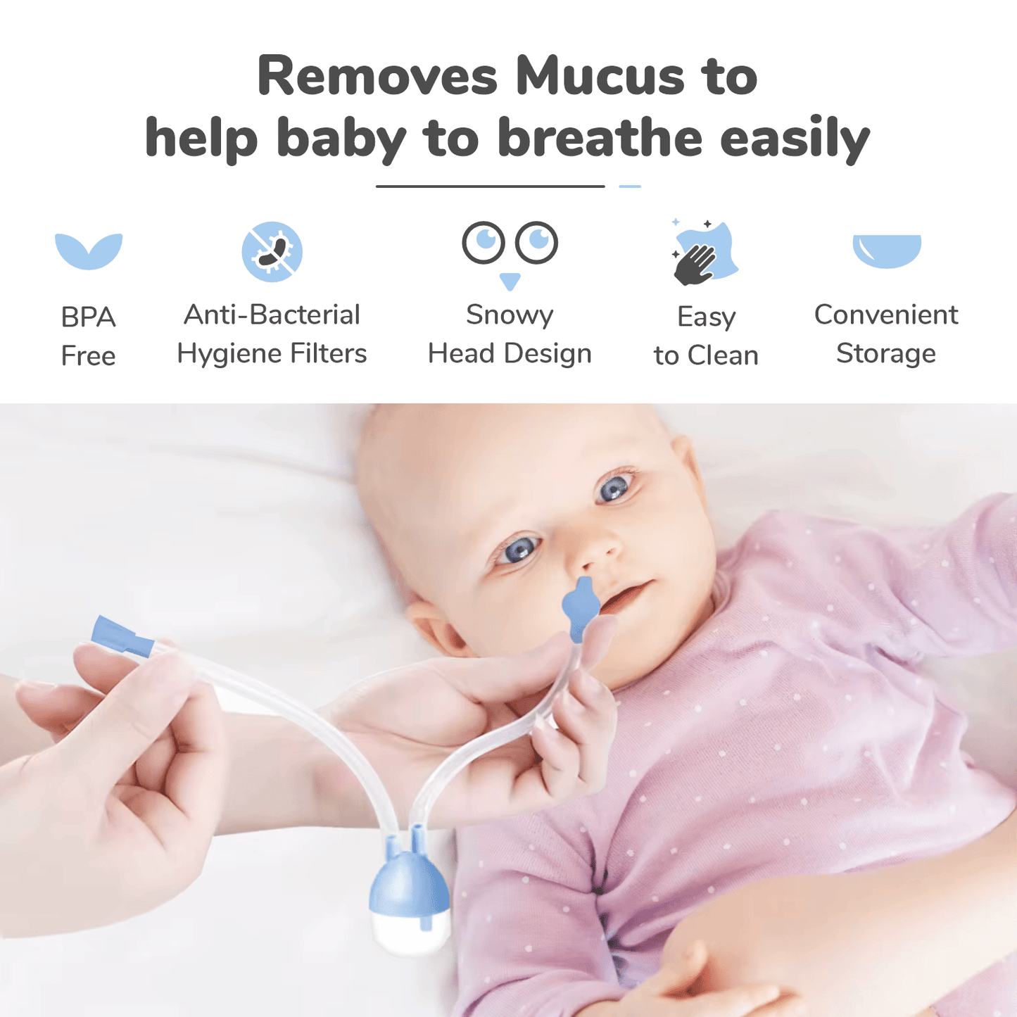 R for Rabbit Snowy Nasal Cleaner For Baby Painless Relief From Mucus And Blocked Nose Blue