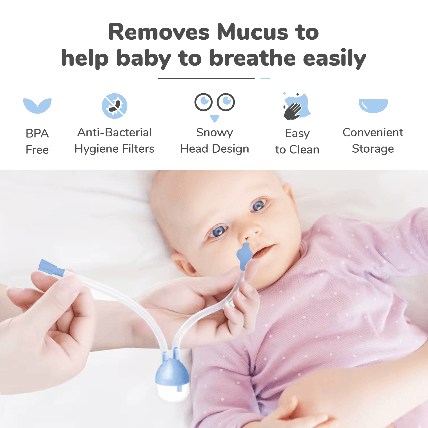 R for Rabbit Snowy Nasal Cleaner For Baby Painless Relief From Mucus And Blocked Nose Blue