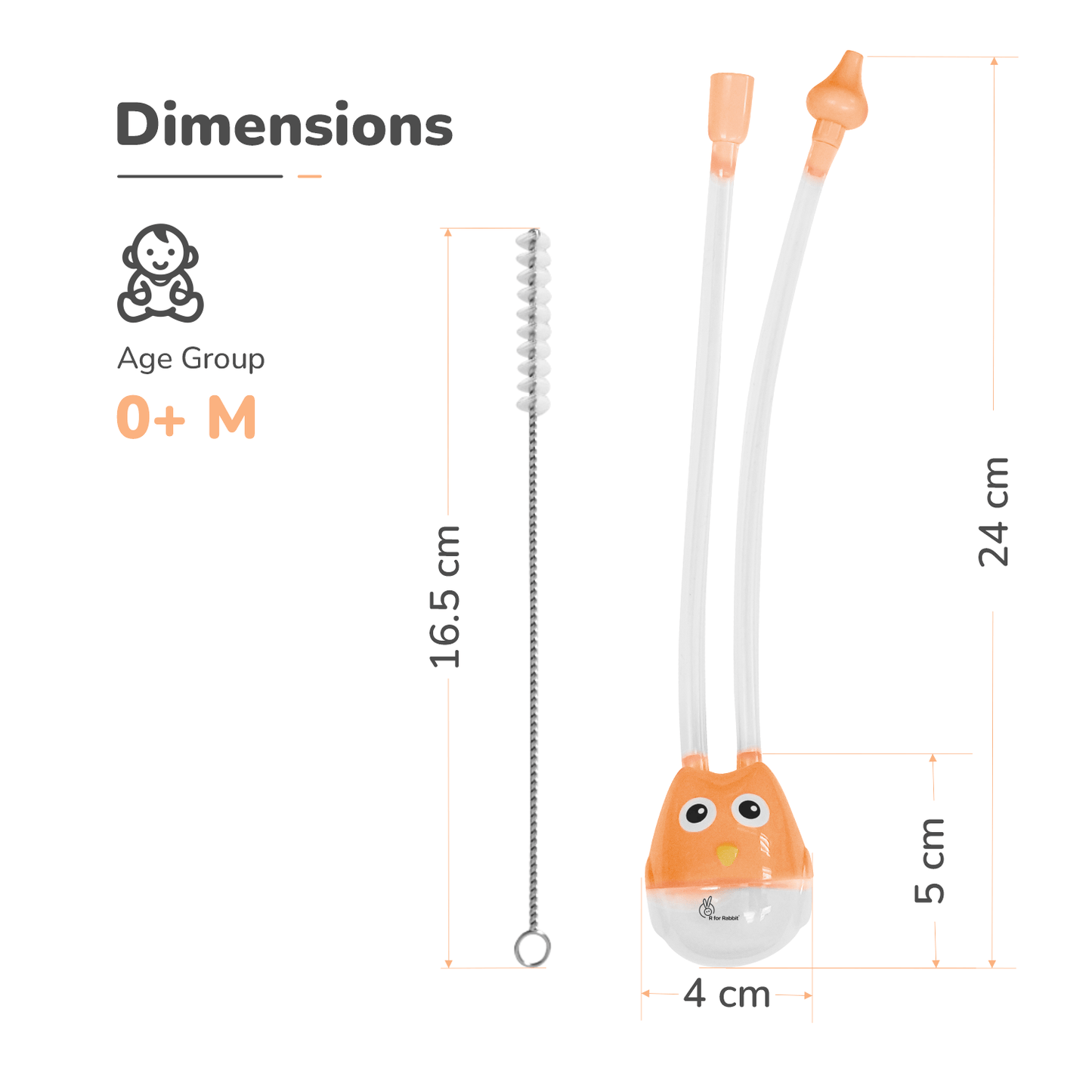 R for Rabbit Snowy Nasal Cleaner For Baby Painless Relief From Mucus And Blocked Nose Orange