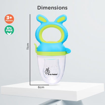R for Rabbit First Feed Bunny Nibbler For Babies (Green Blue)