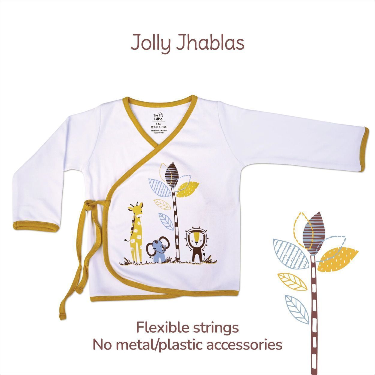 Tiny Lane Adorable & Comfy Fluffy Baby Clothing Set - Jungle Tribe Jhabla, Legging, & Bib