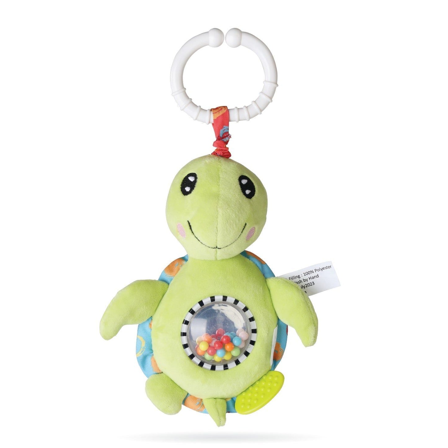 Nuluv Tortoise Jittery Teether Rattle Plush Toy Hanging Rattle, Stroller Toy with Tactile Material for Baby 3 Months+