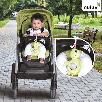 Nuluv Tortoise Jittery Teether Rattle Plush Toy Hanging Rattle, Stroller Toy with Tactile Material for Baby 3 Months+