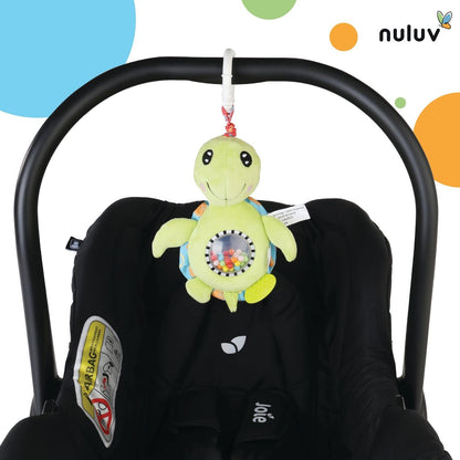 Nuluv Tortoise Jittery Teether Rattle Plush Toy Hanging Rattle, Stroller Toy with Tactile Material for Baby 3 Months+