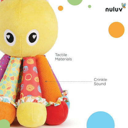 Nuluv Activity Octopus Early Learning Play Soft Toy with Crinkle Sound Rattle for Baby 3 Months+
